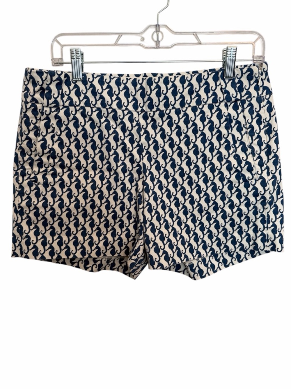 J. Crew Navy Seahorse-Print Cotton Shorts. Size 6